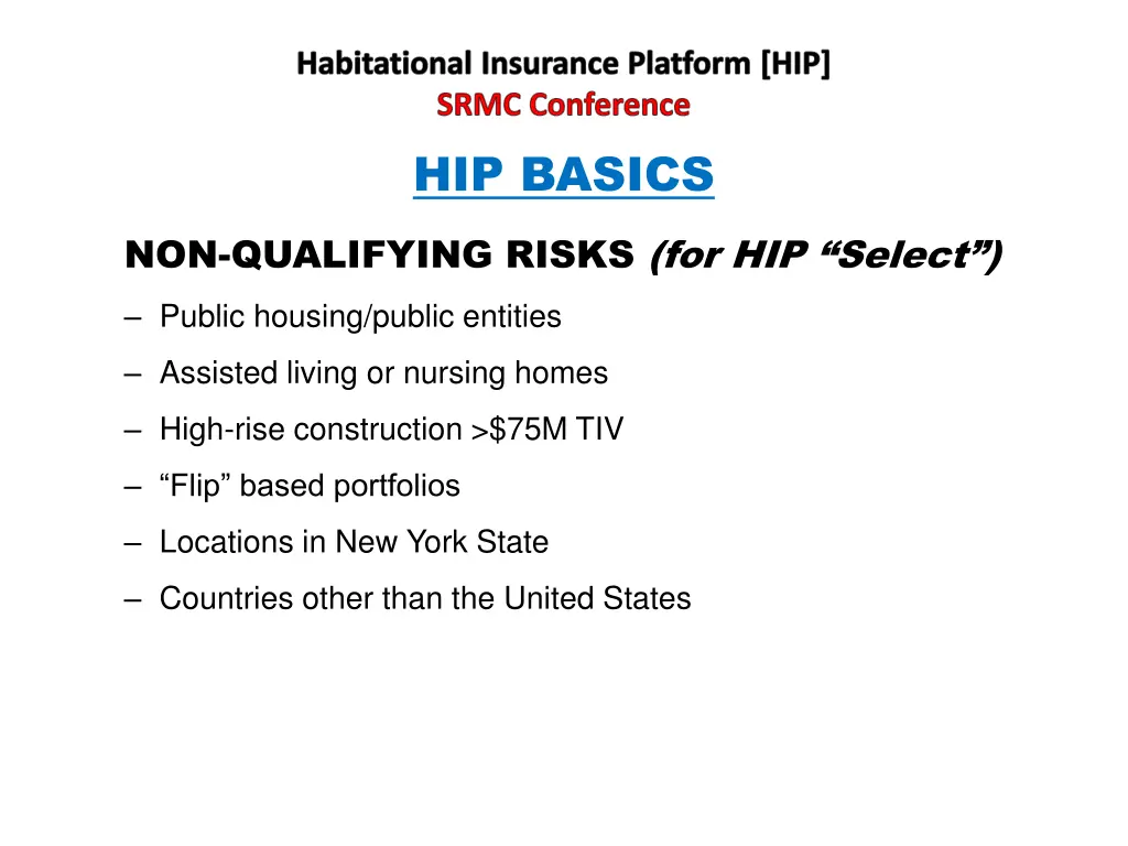 habitational insurance platform hip srmc 4