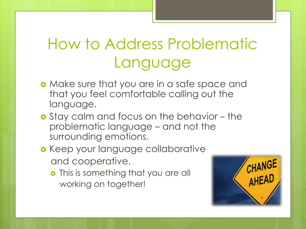 how to address problematic language