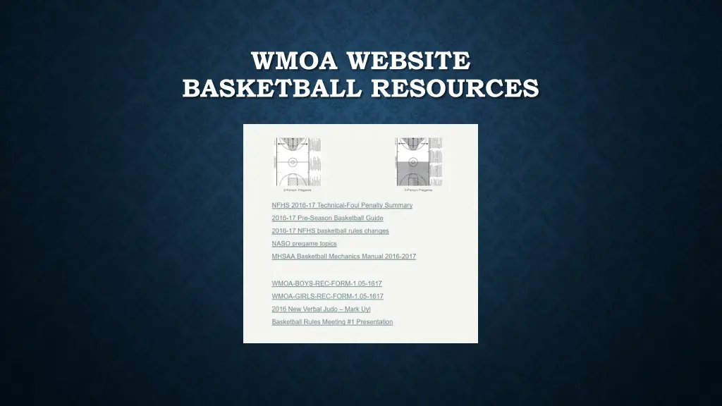 wmoa website basketball resources