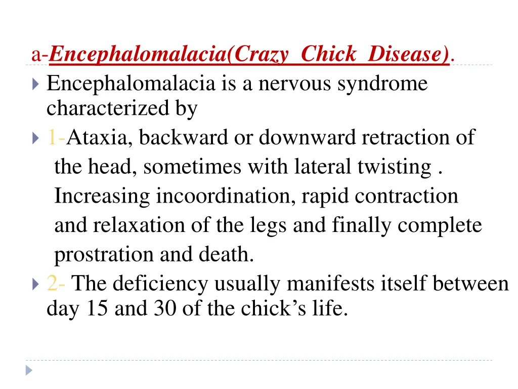 a encephalomalacia crazy chick disease