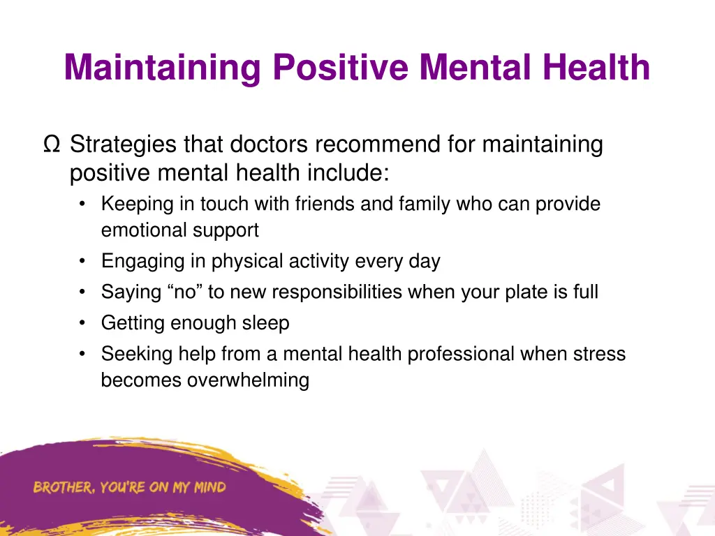 maintaining positive mental health