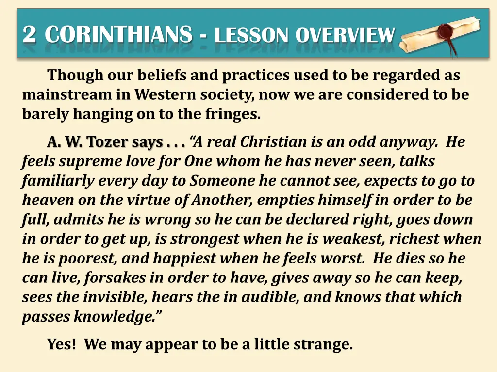 2 corinthians lesson overview 1