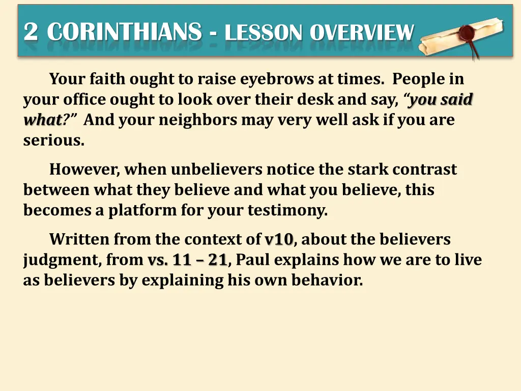 2 corinthians lesson overview 4