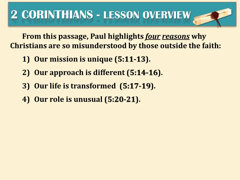 2 corinthians lesson overview 5