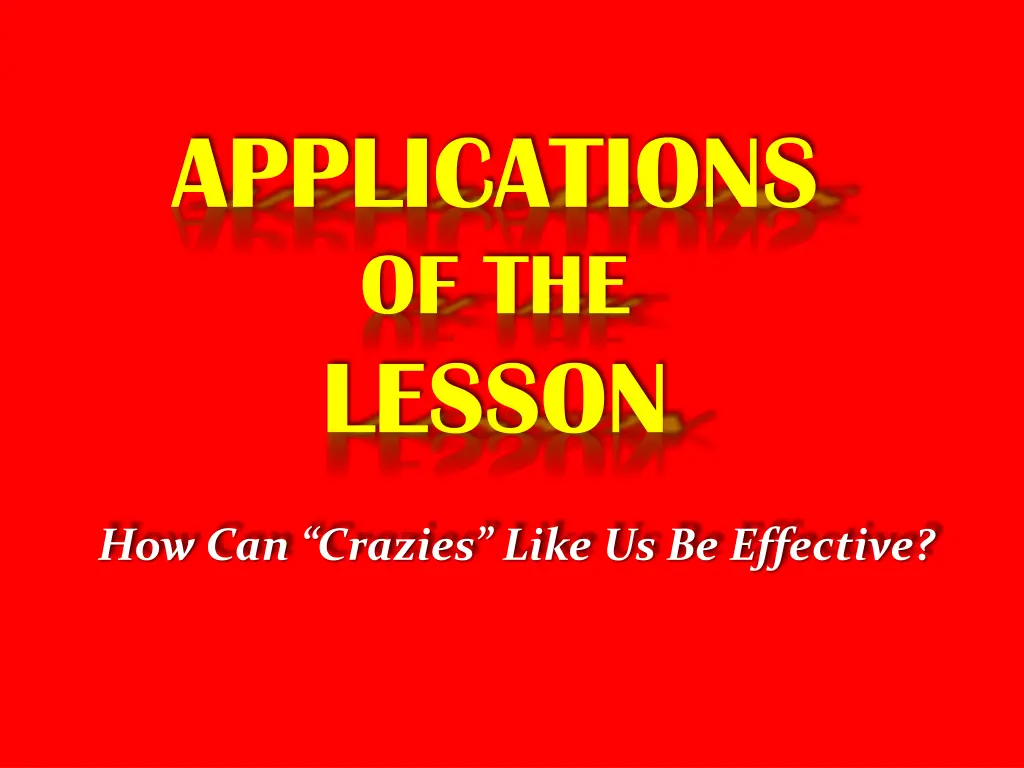 applications of the lesson