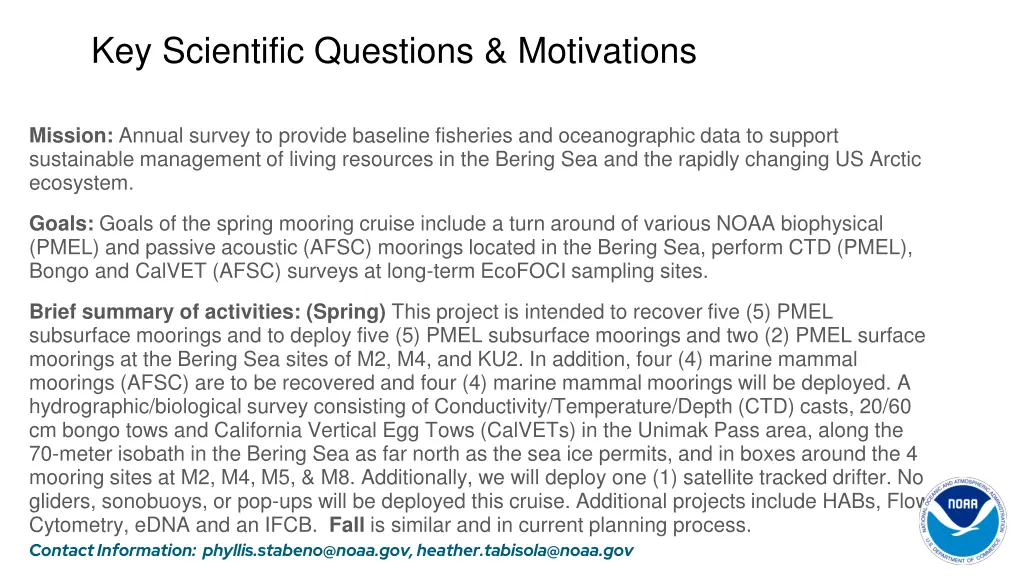 key scientific questions motivations 1