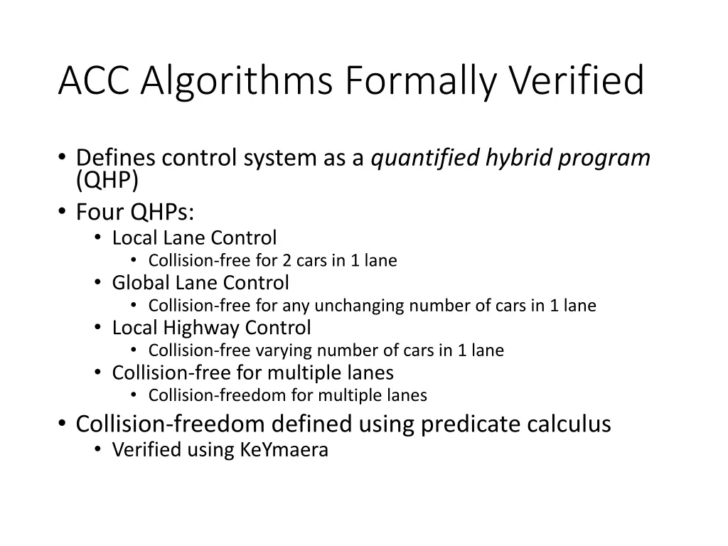 acc algorithms formally verified 1