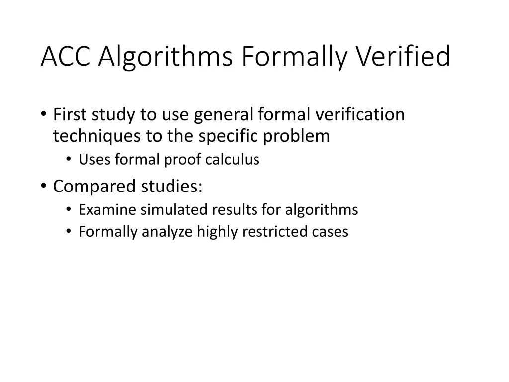 acc algorithms formally verified