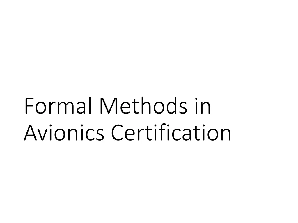 formal methods in avionics certification