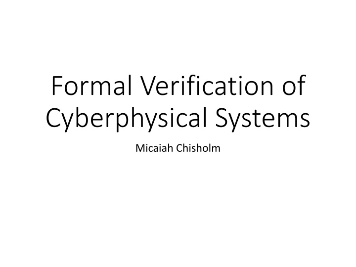 formal verification of cyberphysical systems