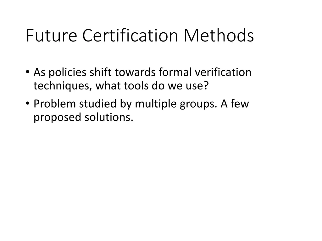 future certification methods