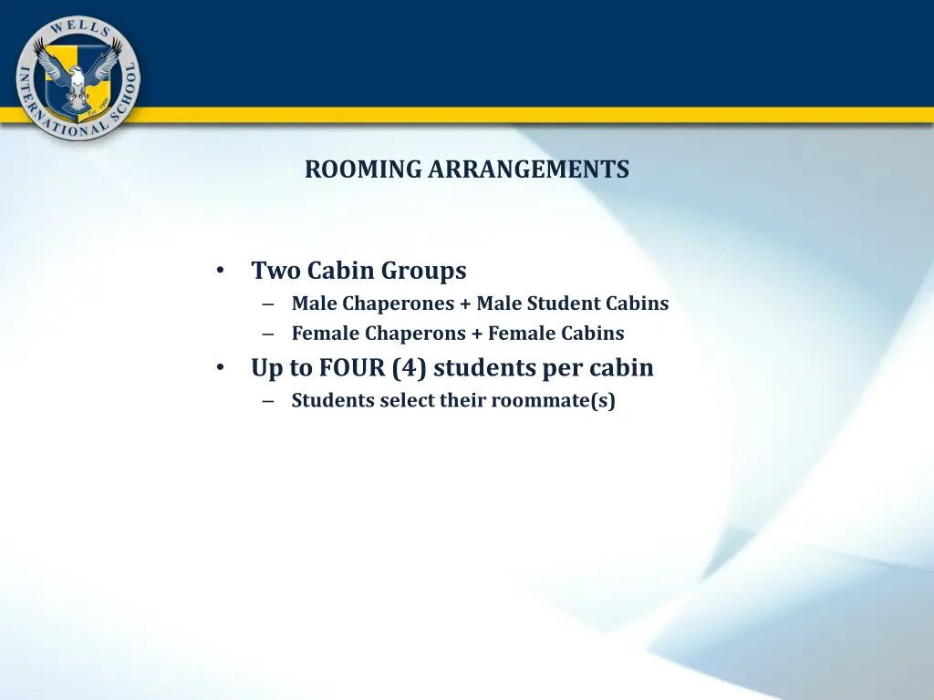 rooming arrangements