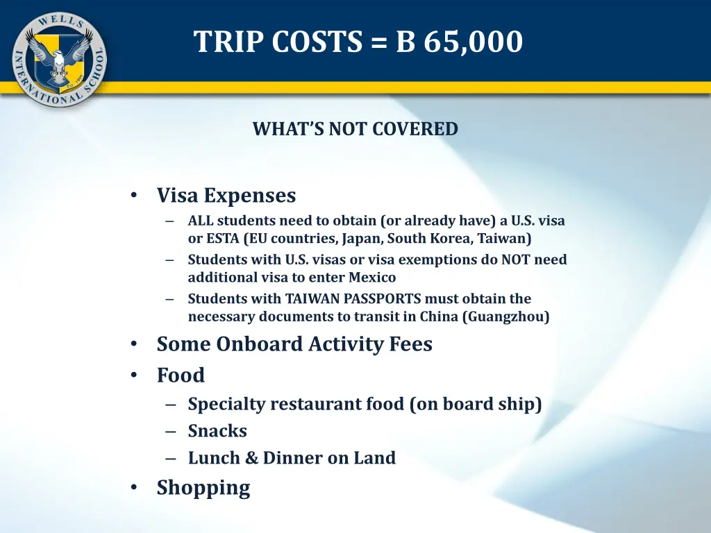 trip costs b 65 000 1