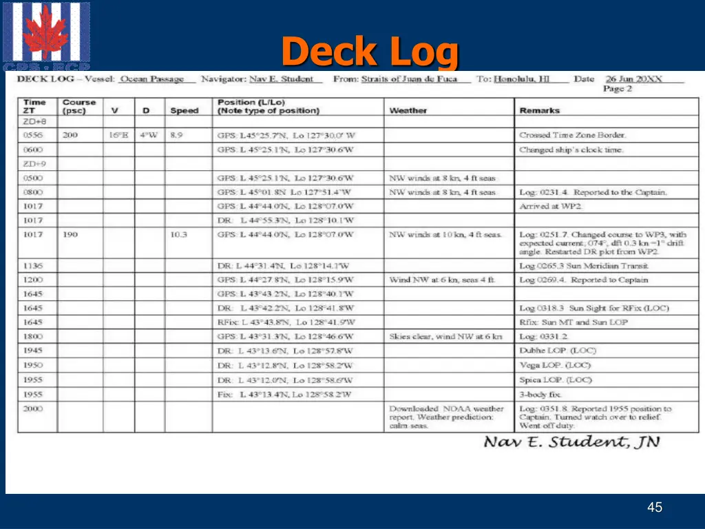 deck log 1