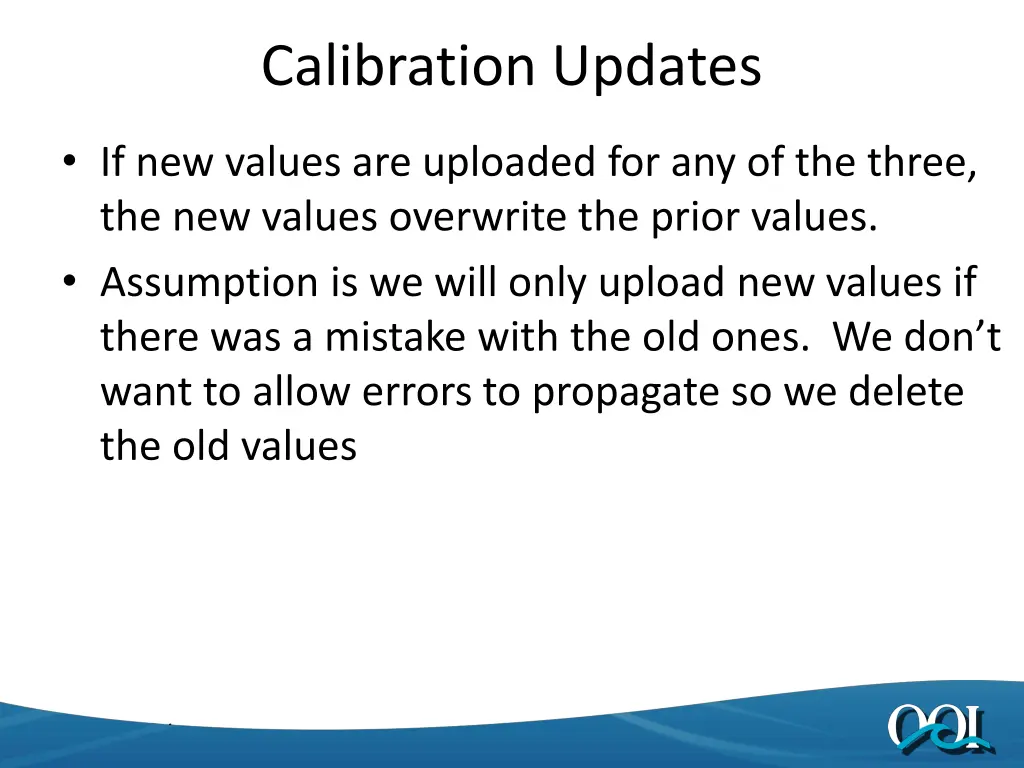 calibration updates