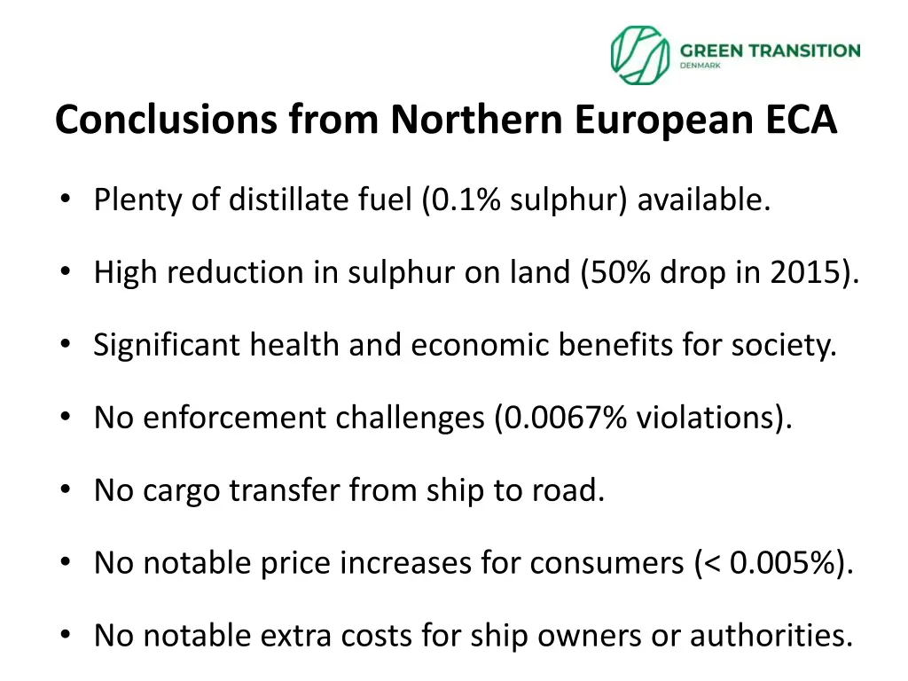 conclusions from northern european eca