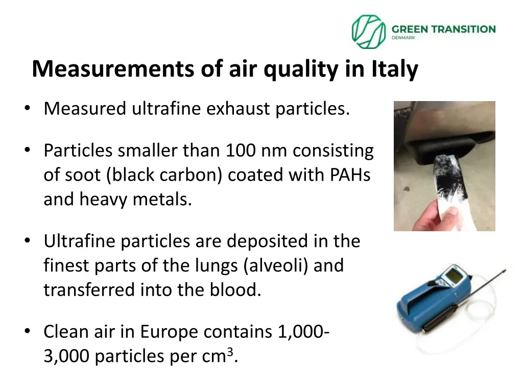 measurements of air quality in italy