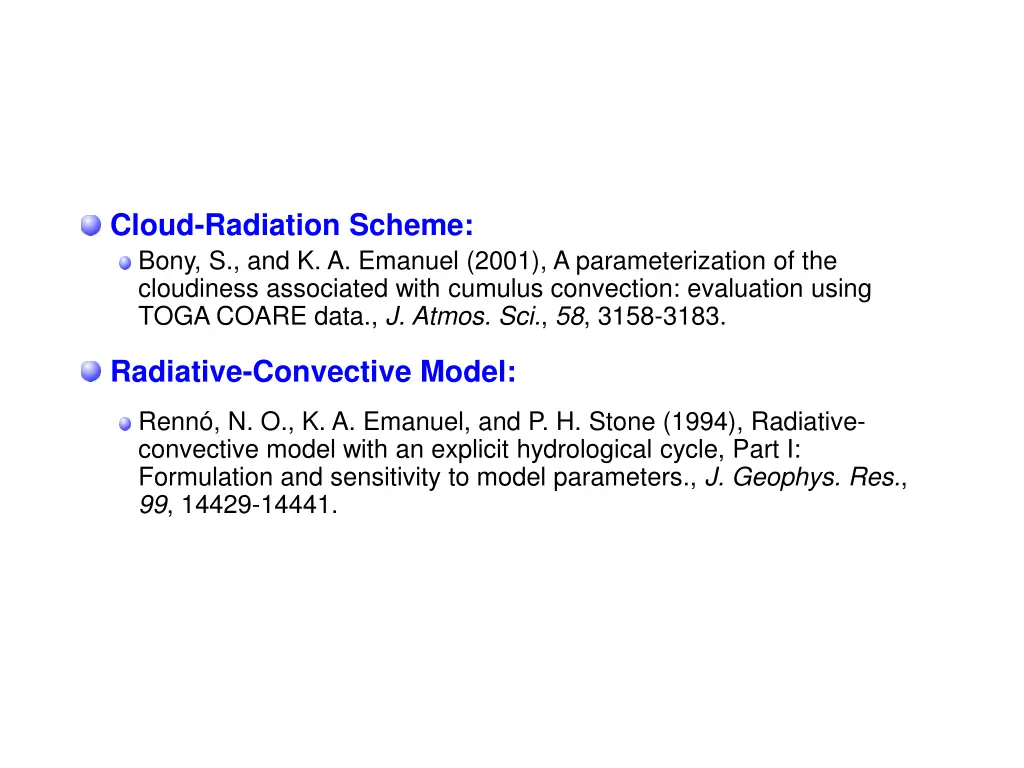 cloud radiation scheme bony s and k a emanuel