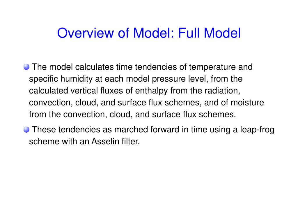 overview of model full model