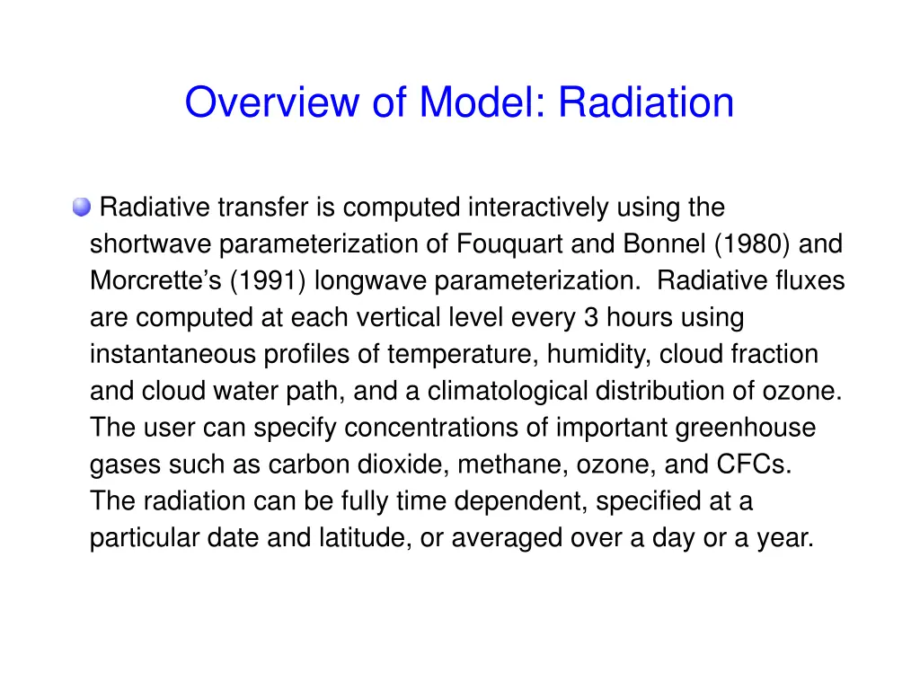 overview of model radiation