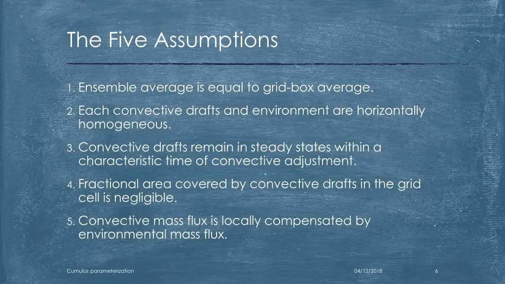 the five assumptions