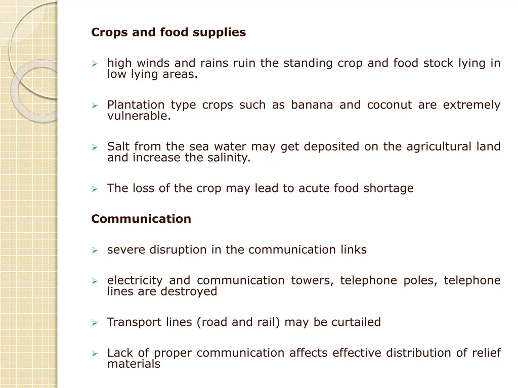 crops and food supplies