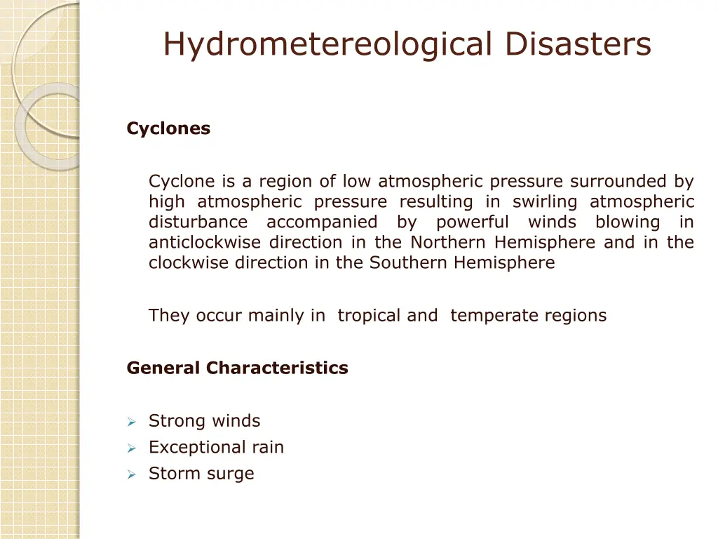 hydrometereological disasters