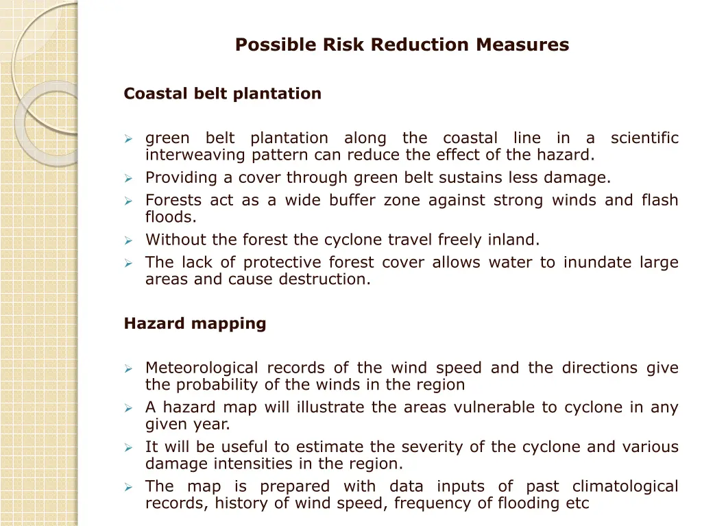 possible risk reduction measures