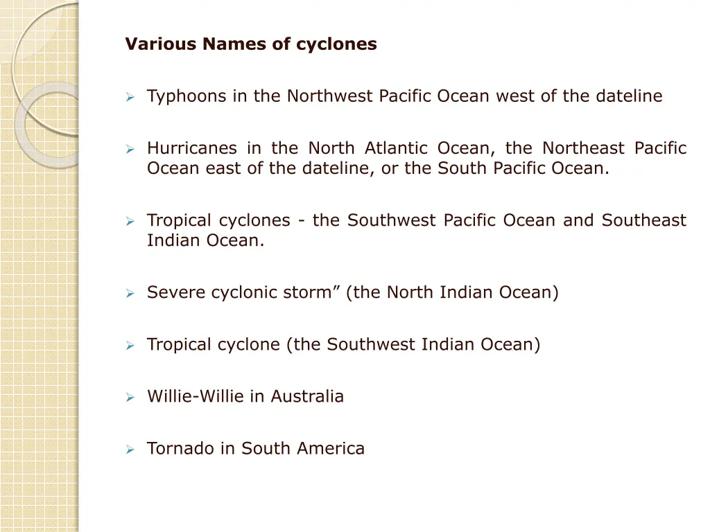 various names of cyclones