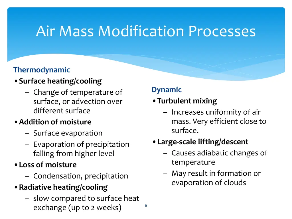 air mass modification processes