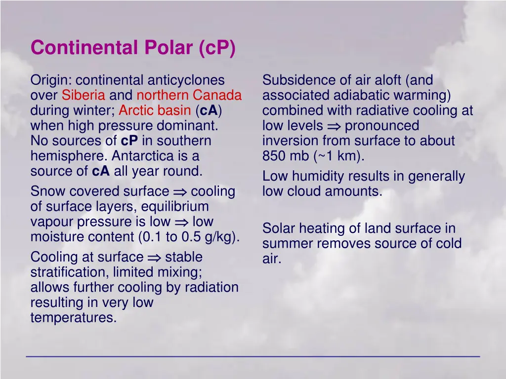 continental polar cp