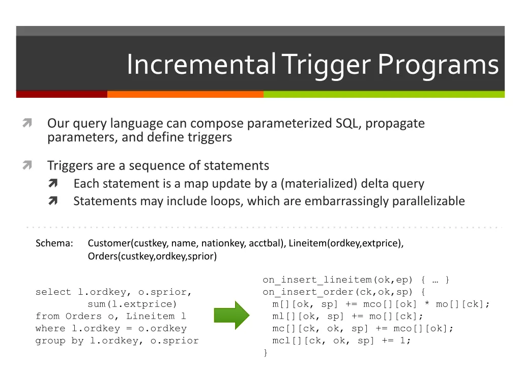 incremental trigger programs