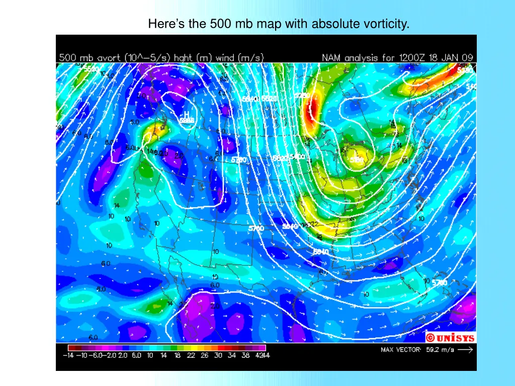 here s the 500 mb map with absolute vorticity