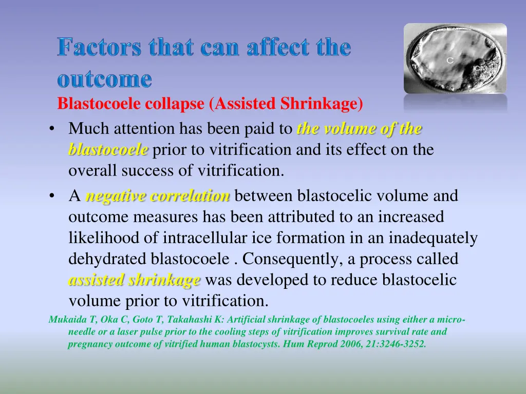 blastocoele collapse assisted shrinkage