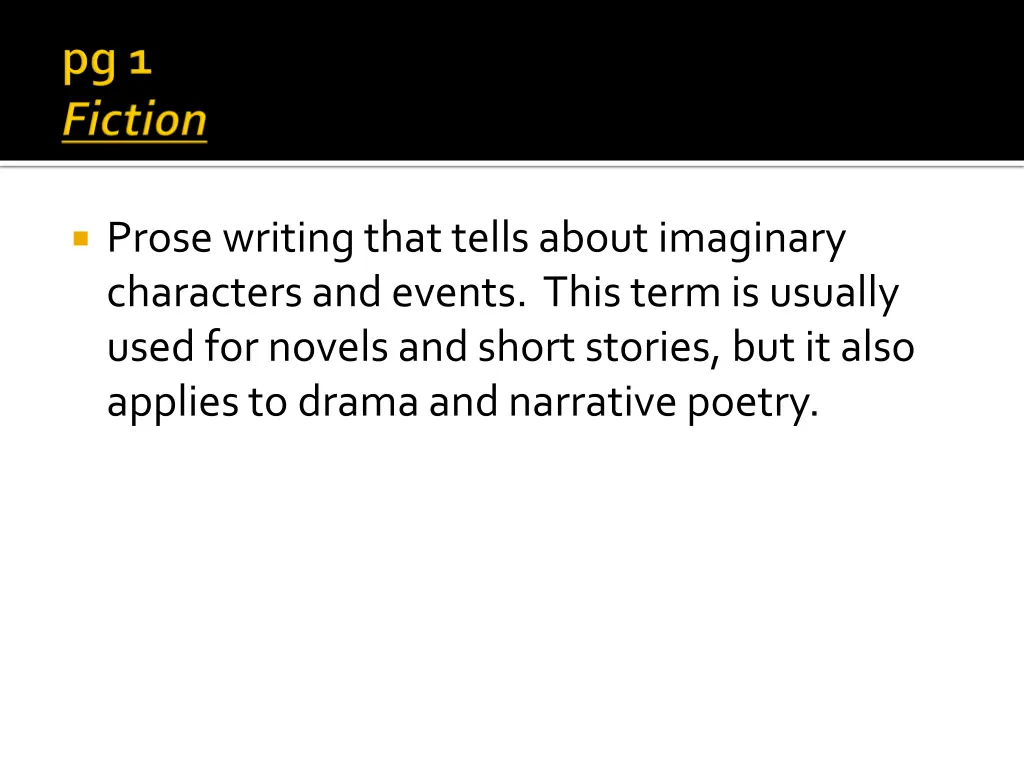 prose writing that tells about imaginary