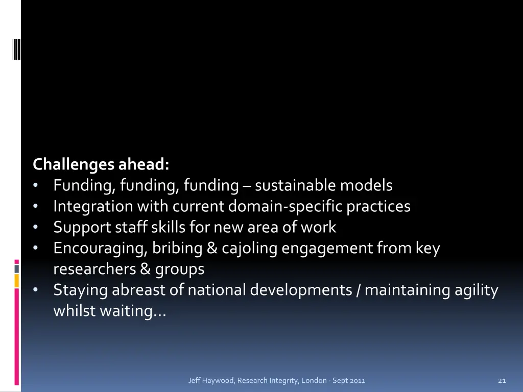 challenges ahead funding funding funding