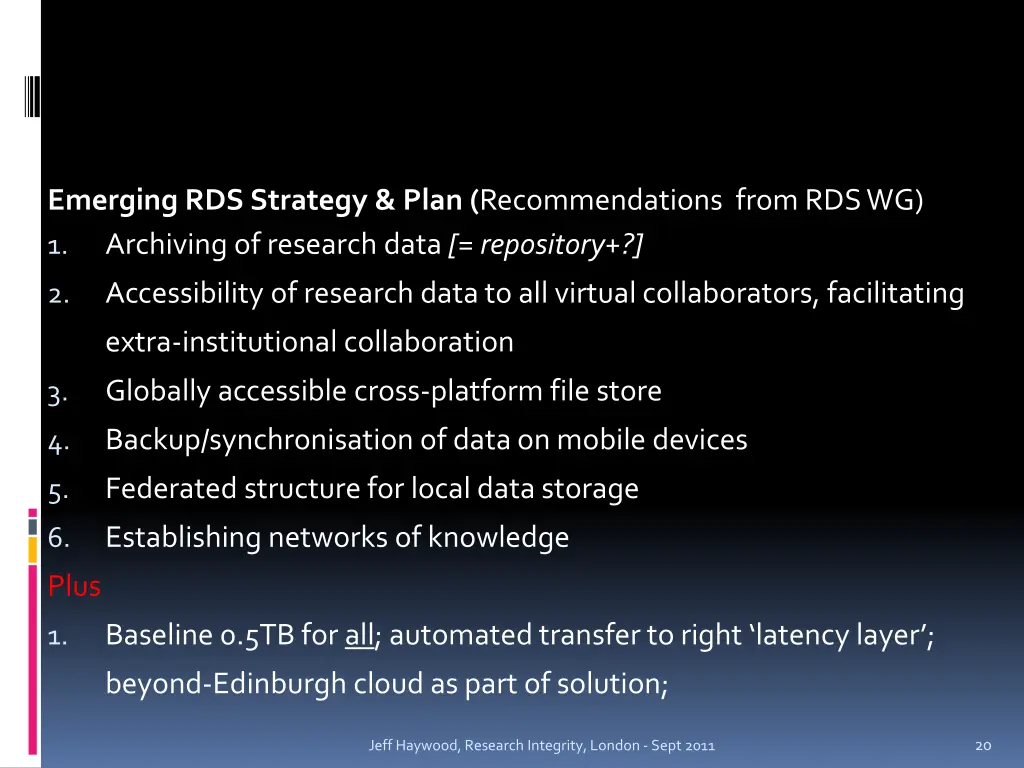 emerging rds strategy plan recommendations from