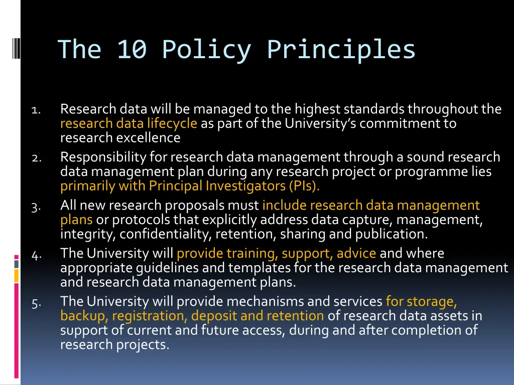 the 10 policy principles