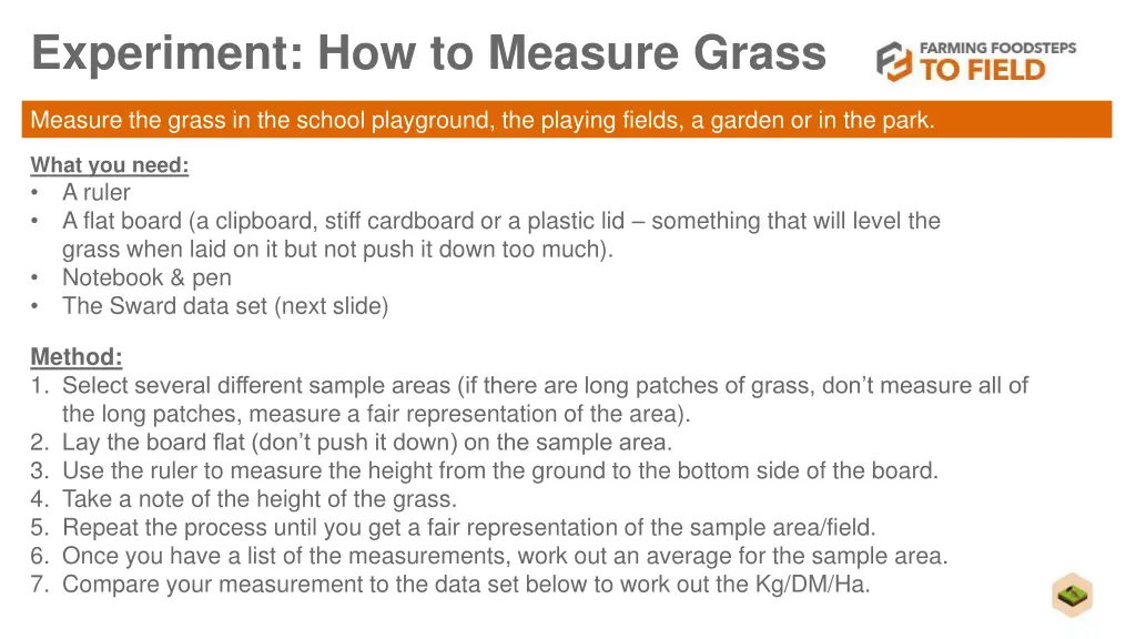 experiment how to measure grass