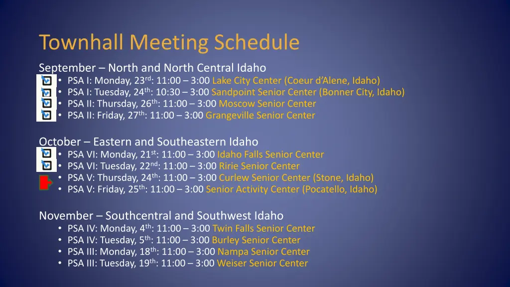 townhall meeting schedule