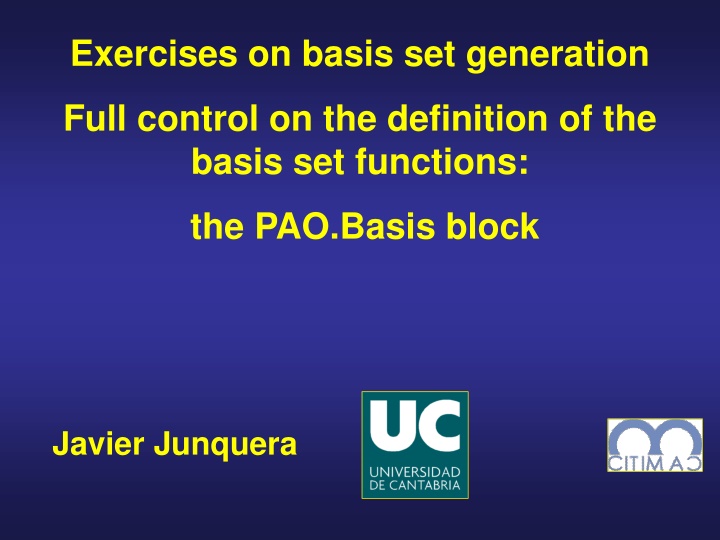 exercises on basis set generation