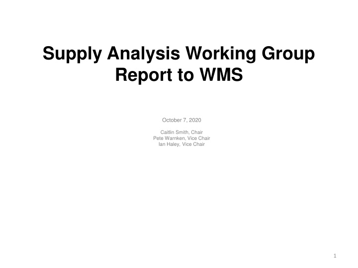 supply analysis working group report to wms