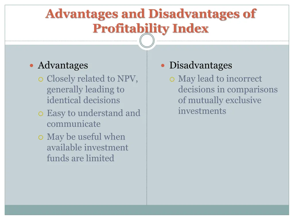 advantages and disadvantages of profitability