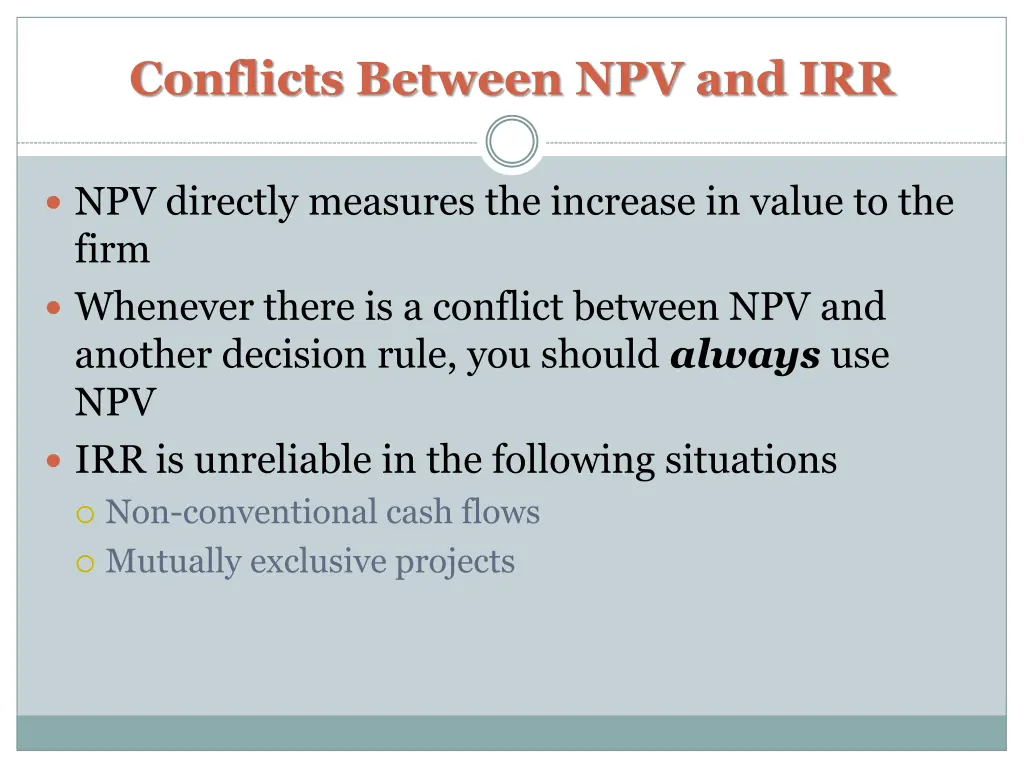 conflicts between npv and irr