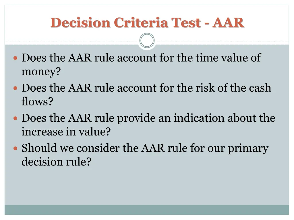 decision criteria test aar