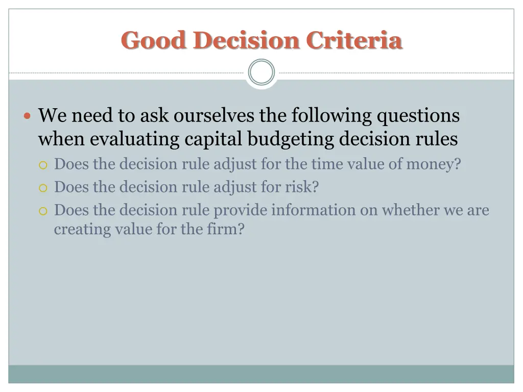 good decision criteria