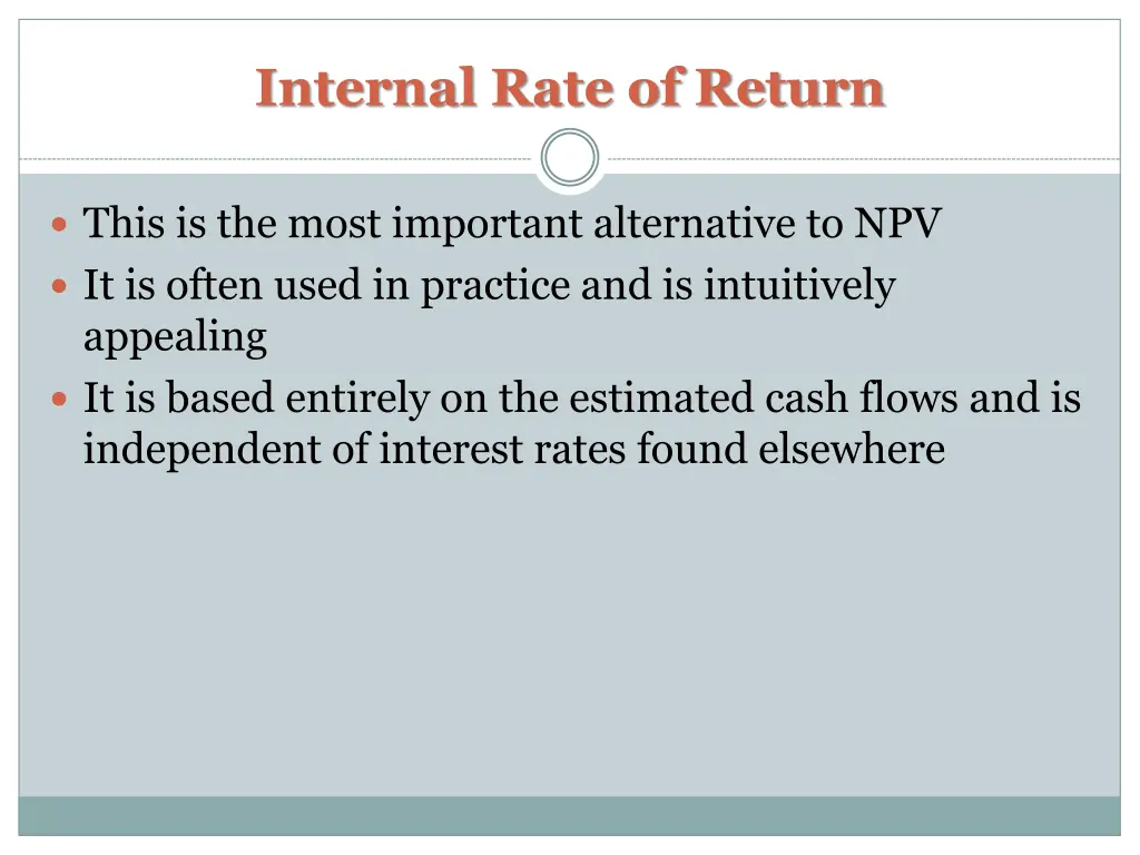 internal rate of return