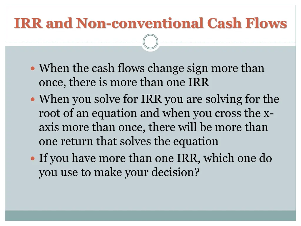 irr and non conventional cash flows