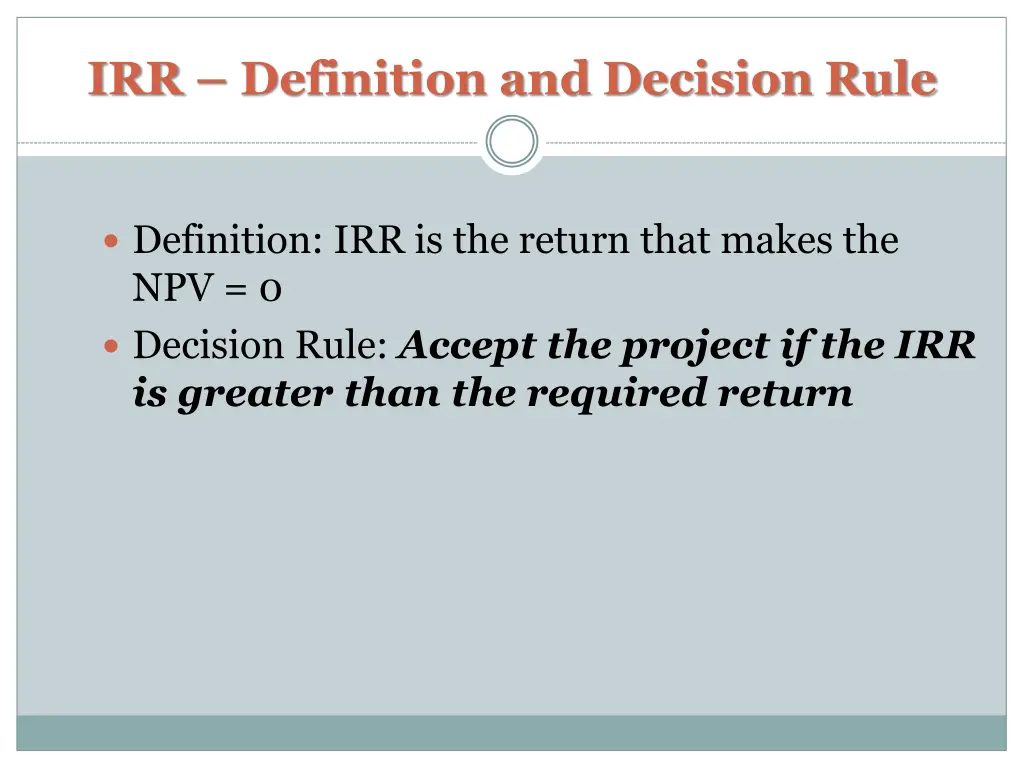 irr definition and decision rule