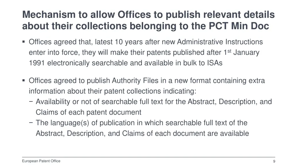 mechanism to allow offices to publish relevant